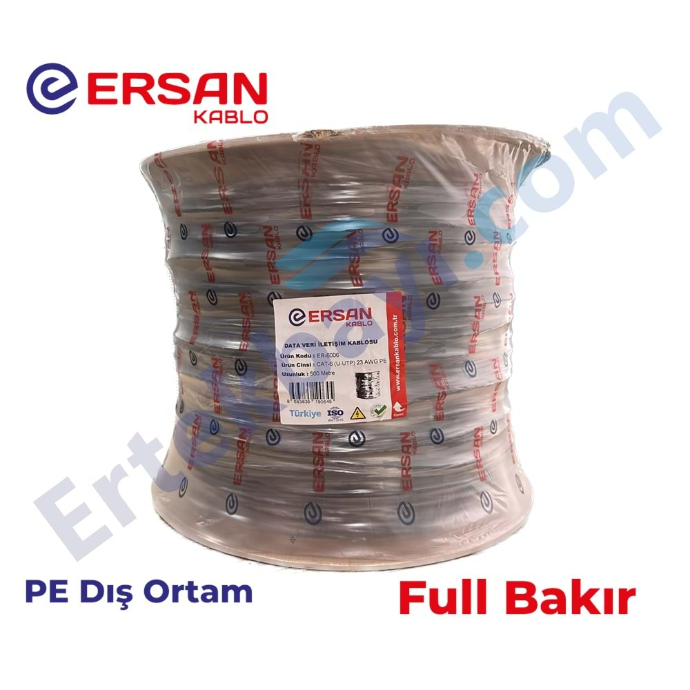 Ersan Cat6 4x4x23AWG 0,57mm CU U/UTP PE Dış Ortam Full Bakır Network Kablosu(500Mt)