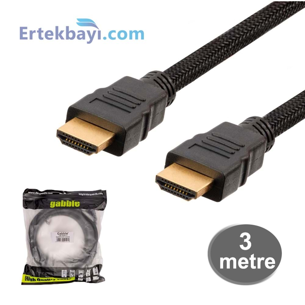 Gabble Gab-H1403 3Metre Black Hdmi 1.4V Cable Nlyon