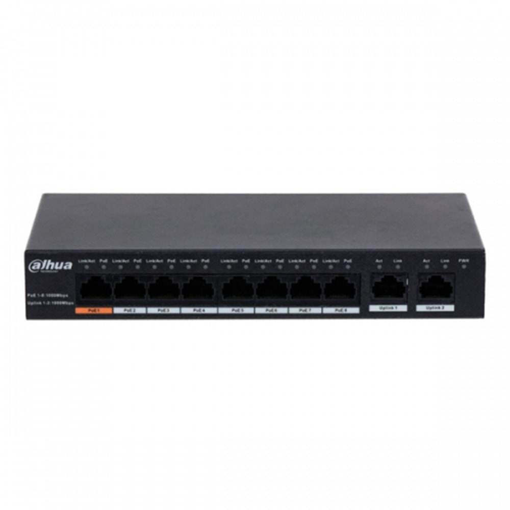 Dahua PFS3010-8GT-96 8 Port GigaBit 8 Port PoE 96W +2 Port GigaBit Uplink PoE Switch