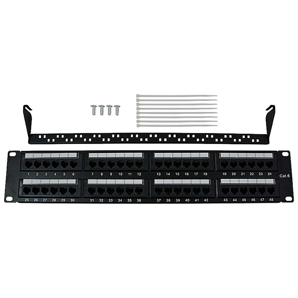 OJC 48 Port Dolu Cat6 UTP 2U Patch Panel