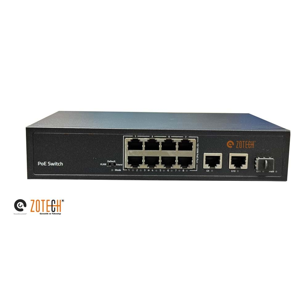 Zotech ZT-SW-8P2UGB1SF (8+2+1) 8P MB PoE 2P GB Uplink 1P SFP PoE Switch