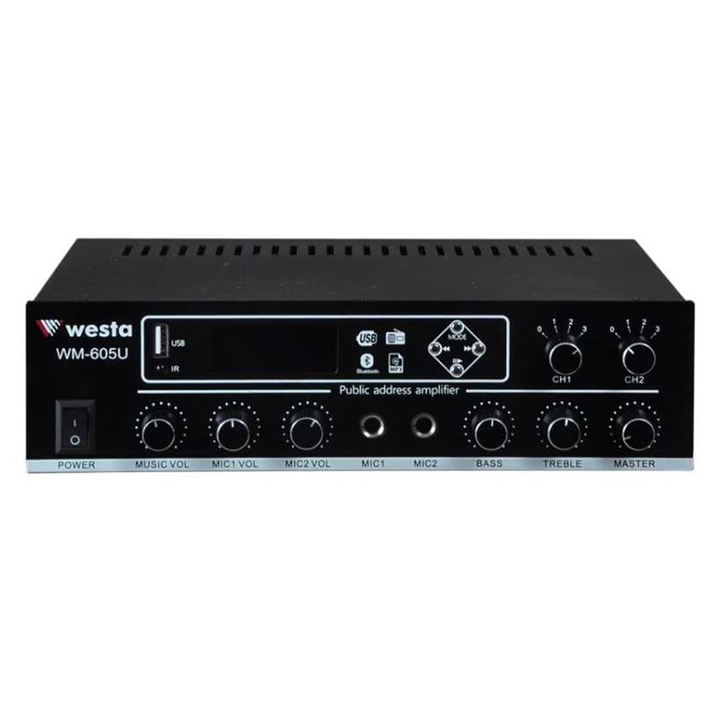 Westa WM-605U 2 Bölgeli Mixing Amplifier 100Watt/100Volt