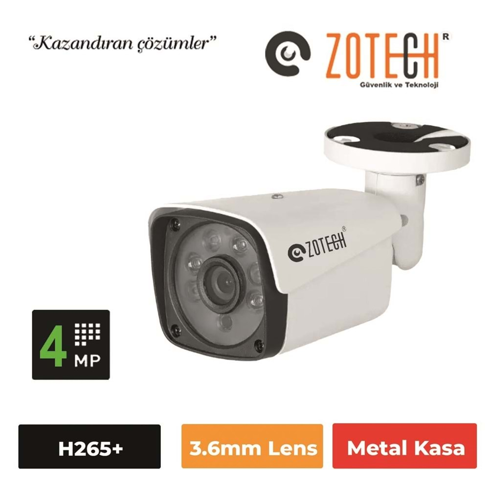 Zotech ZT-M406IP36 4MP 3.6mm 6Sk Led H265 Metal Bullet Ip (45mt)(S)