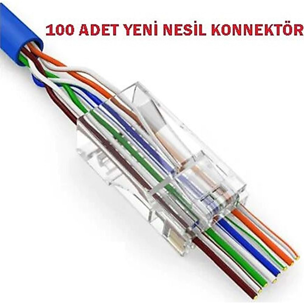 Zotech Ezrj45 Ucu Açık Yeni Nesil Konnektör (100 Adet)(S)