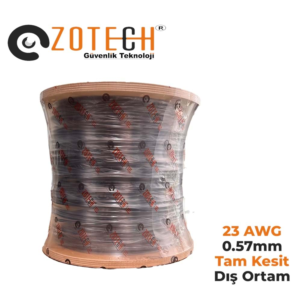 Zotech 6123500 23Awg (PE)Siyah Dış Ortam Cat6 Kablo 0,57mm U-UTP Kasnak(500Mt)