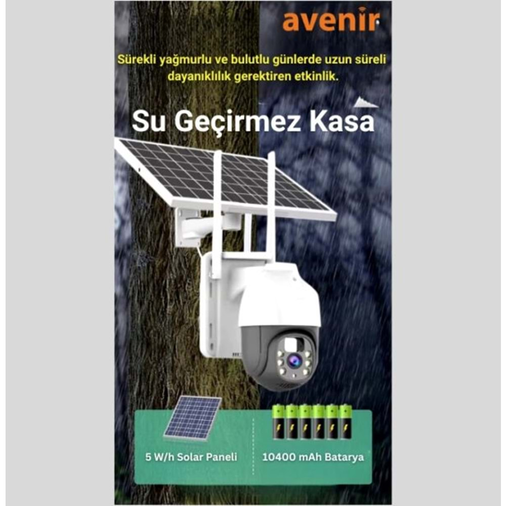 Avenir AV-M11 (4G-Solar) 3MP Sim Kartlı 4G PTZ Kamera