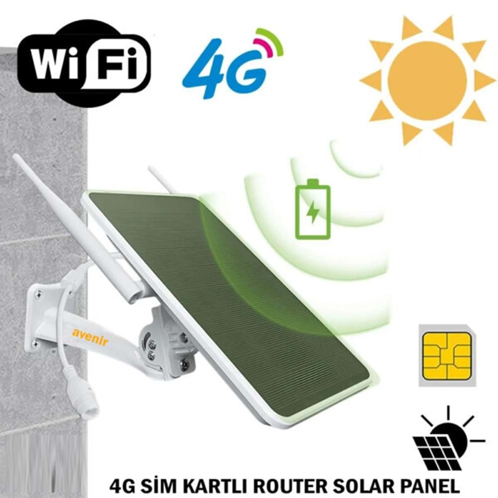 Avenir Router 4G Sim Kartlı Solar Güneş Paneli 20w 25.000 mAH Bataryalı