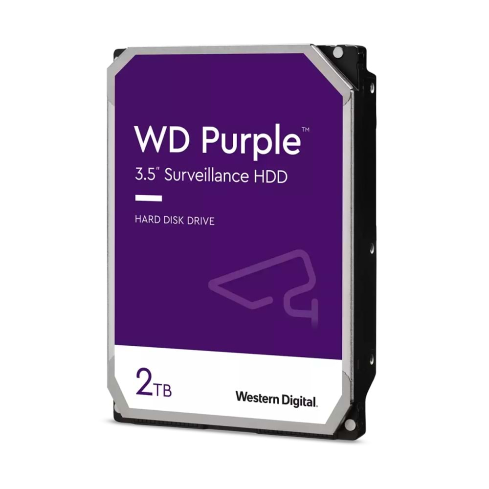 WD Purple 2TB 3,5 Inc 64MB SATA3 HDD WD23PURZ 7/24 (3 Yıl Distribütör Garantili)