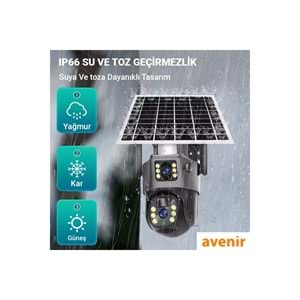 Avenir AV-M12 (4G-Solar) Sim Kartlı 4MP Güneş Enerjili Dış Ortam 360° SD Kart