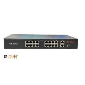 Zotech ZT-SW16P2UG1SF (16+2)16P MB PoE 2P GB Uplink 1P SFP PoE Switch (200w)