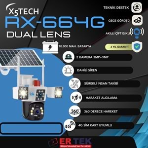 X5 Tech RX-664G 6 Mp Dual Lens O-KAM 4G Solar PT Kamera