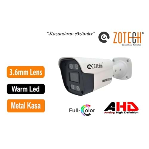 Zotech FC-X204HD36 Full Color 2MP 4 Warm Led 3.6mm Metal Kasa Kamera (60Mt)(S)