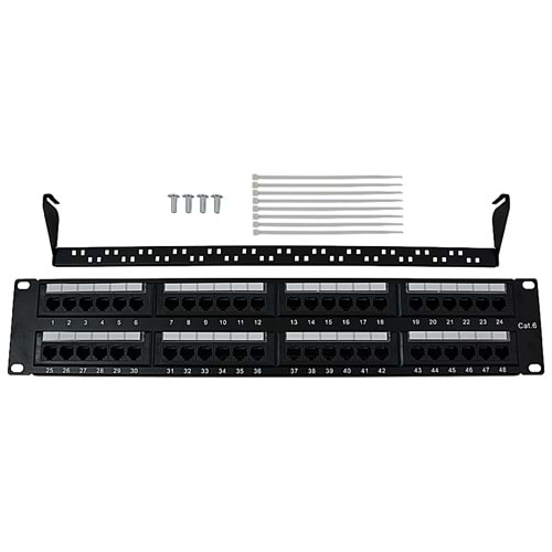 OJC 48 Port Dolu Cat6 UTP 2U Patch Panel