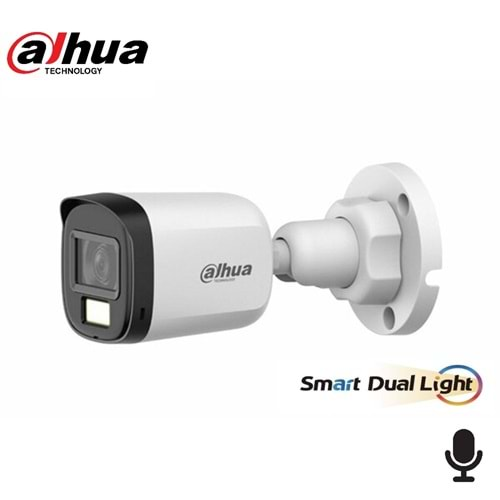 Dahua HAC-B1A21P-U-IL-A 2MP 3.6mm Akıllı Dual Light Bullet Kamera(Sesli)(30Mt)