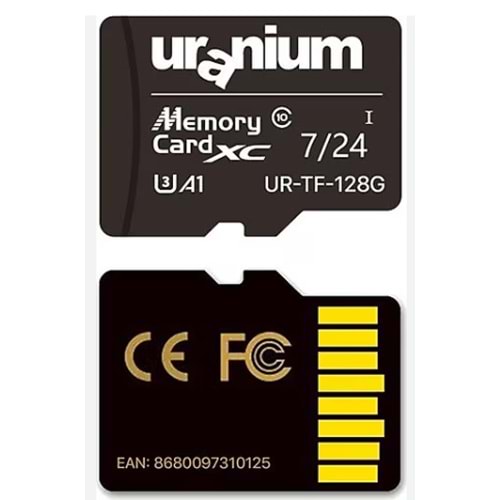 Uranium UR-TF-128G 128GB Micro SD Card U3 7/24 Hafıza Kartı 100/50MBS