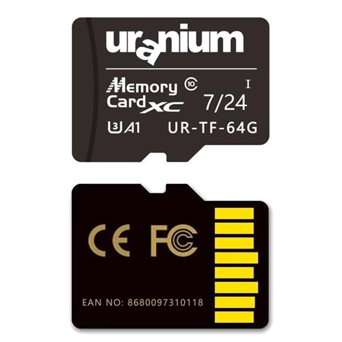 Uranium UR-TF-32G 32GB Micro SD Card U3 7/24 Hafıza Kartı 100/40MBS