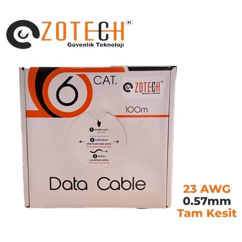 Zotech 6023100T 23Awg Cat6 Turuncu Network Kablo 0,57mm U-UTP Kutu(100Mt)