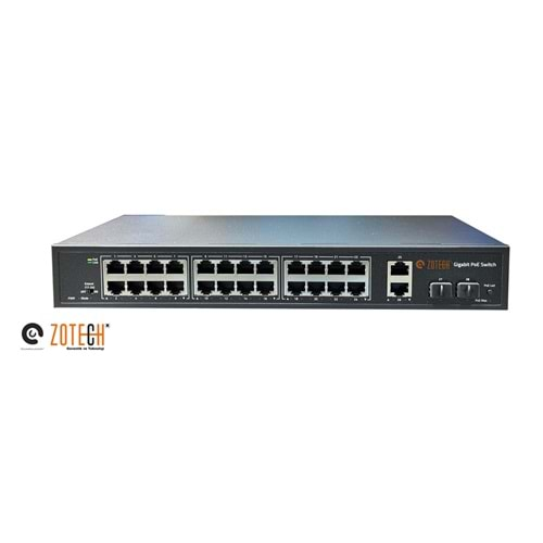 Zotech ZT-SW24PG2UG2SF (24+2+2) 24P GB PoE 2P GB Uplink 2P SFP PoE Switch (300w)