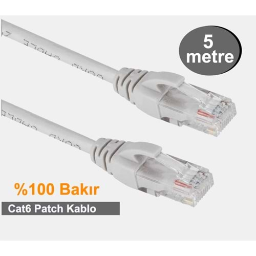 OJC RJ45-R J45 E/U CAT6 UTPP Patch Cord LSZH White 5Mt. (Bakır)