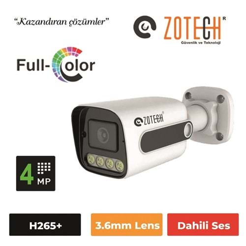 Zotech FC-C404IP36-A 4MP 4 Warm Led Full Color 3.6mm H265+ Ip Kamera(Sesli)