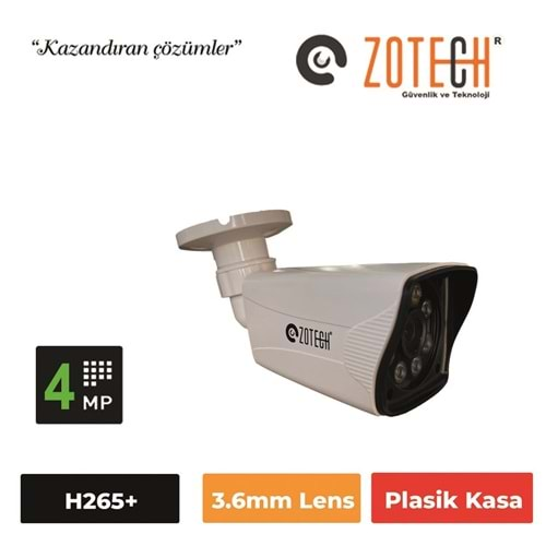 Zotech ZT-S406IP 4MP 3.6mm 6Sk Led H265 Plastik Bullet Ip (45mt)(S)