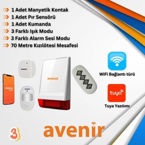 Avenir AV-03WF Wifi Kablosuz Akıllı Ev İşyeri Alarm Sistemi