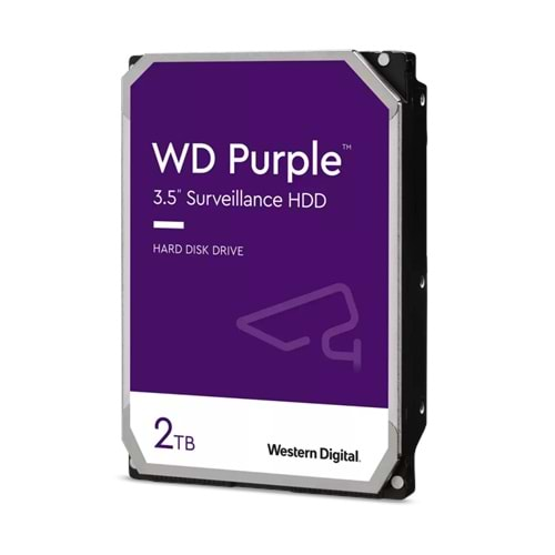 WD Purple 2TB 3,5 Inc 64MB SATA3 HDD WD23PURZ 7/24 (3 Yıl Distribütör Garantili)