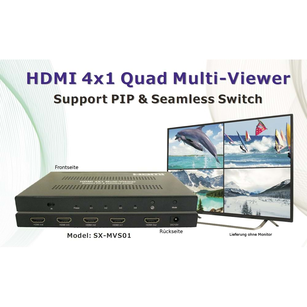 HDMI 4x1 quad multi-viewer 4 Giriş 1 Çıkış (4cihaz 1Ekran)